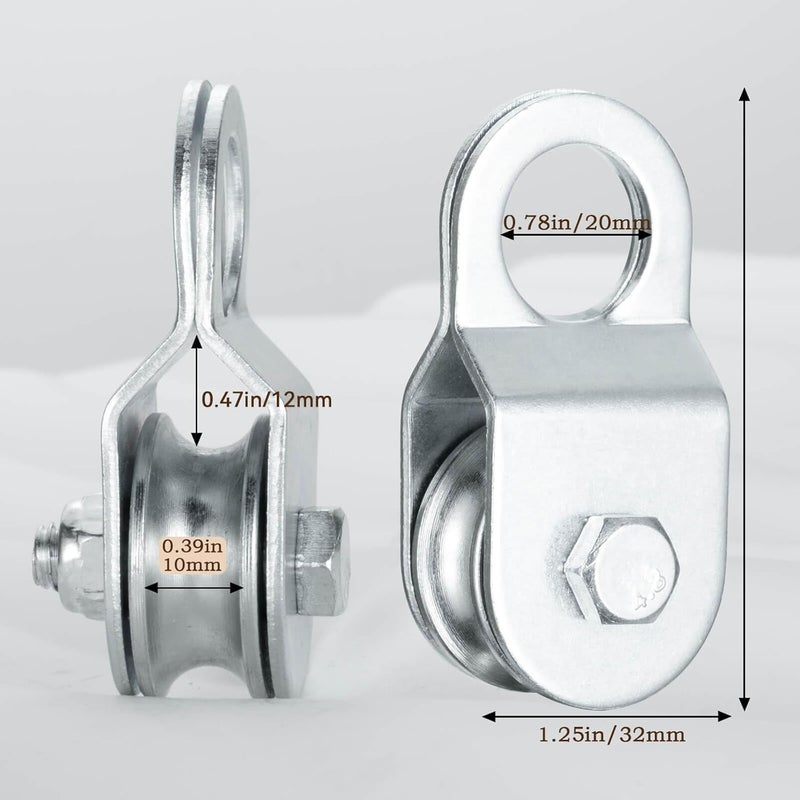 KCNOFNC 32mm Cable Pulley Wheel with Ball Bearing, Smooth No Noise, Small Snatch Block for 6mm/0.23 Inch Wire Rope, 2Pack - Image 2
